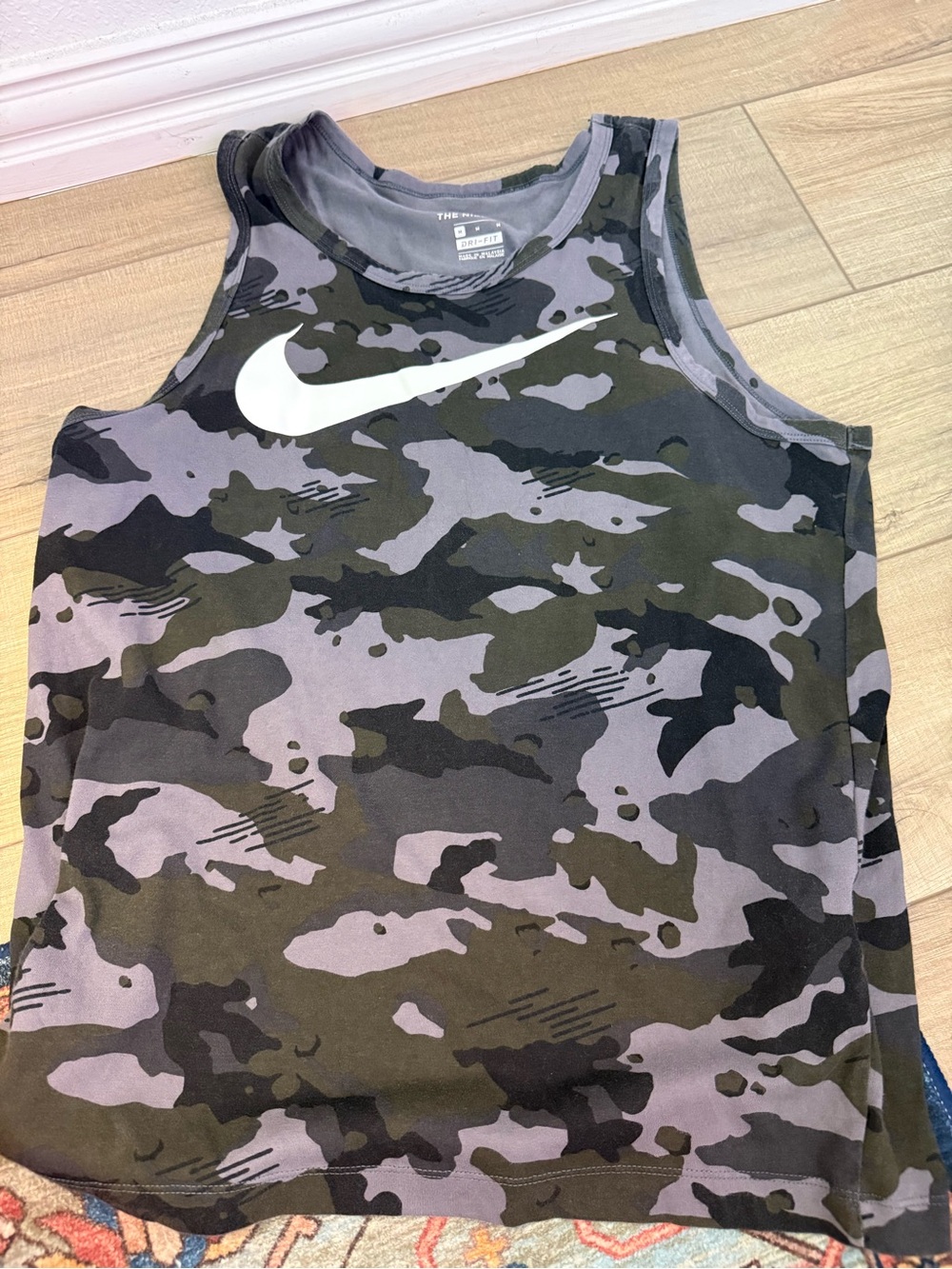 Nike Black & Gray Camo Sleeveless Tank with White Swoosh